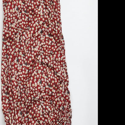 SHEIN Womens Red Floral Polyester Bodycon  Size S  Square Neck Pullover
