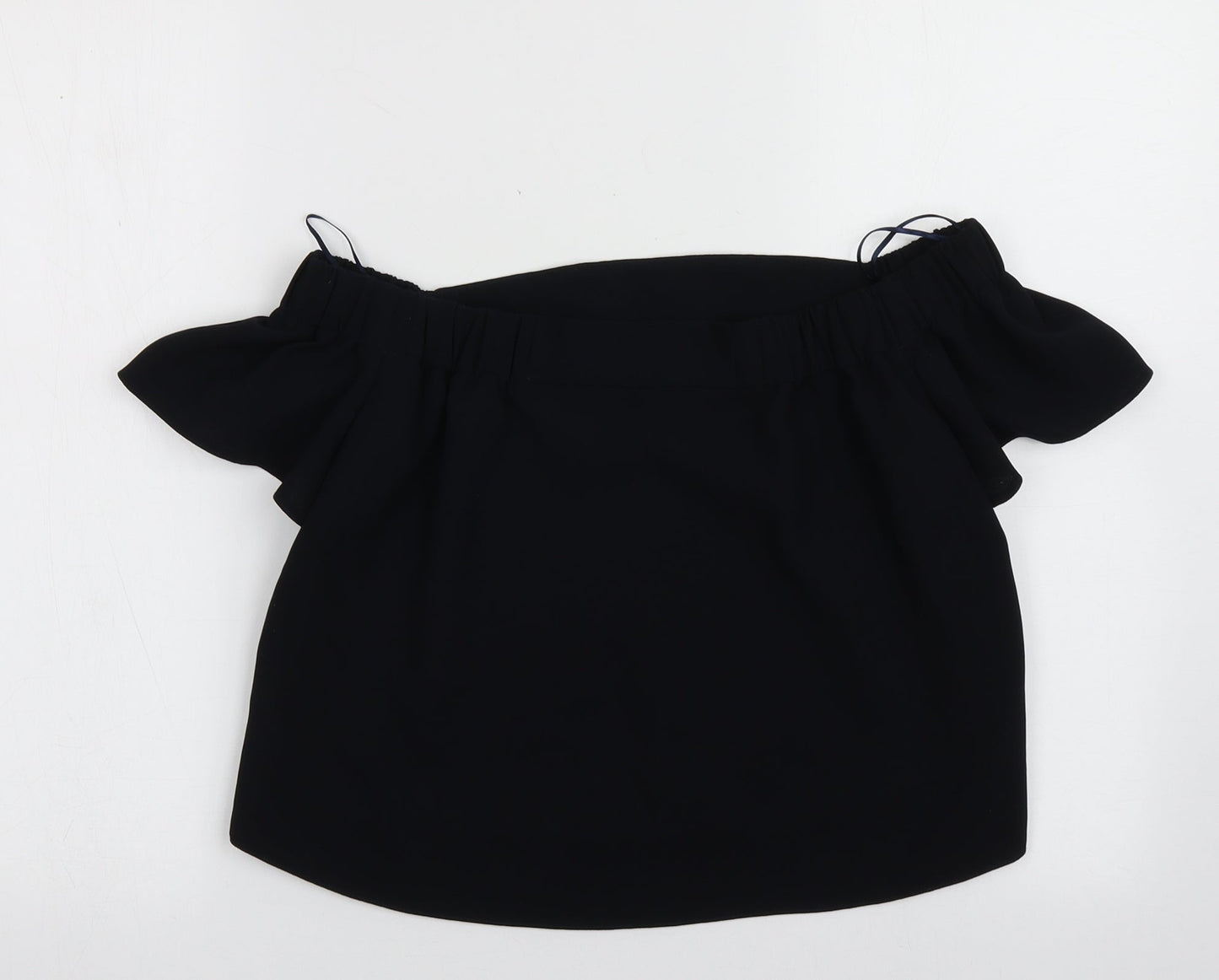 Topshop Womens Blue  Polyester Cropped Blouse Size 4 Off the Shoulder