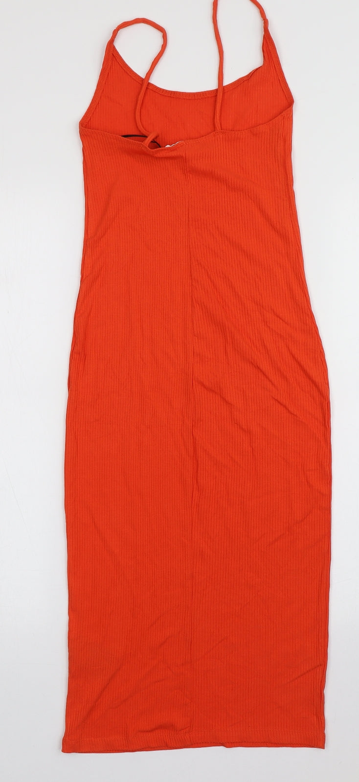 H&M Womens Orange  Viscose Bodycon  Size XS  V-Neck Pullover
