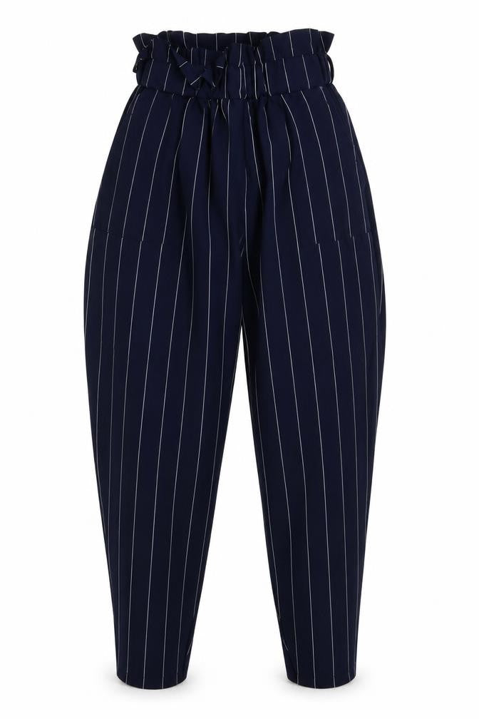 prewron Womens Blue Striped Polyester Trousers  Size S L26 in Regular