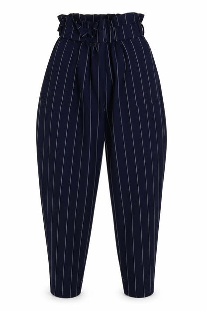 prewron Womens Blue Striped Polyester Trousers  Size S L26 in Regular