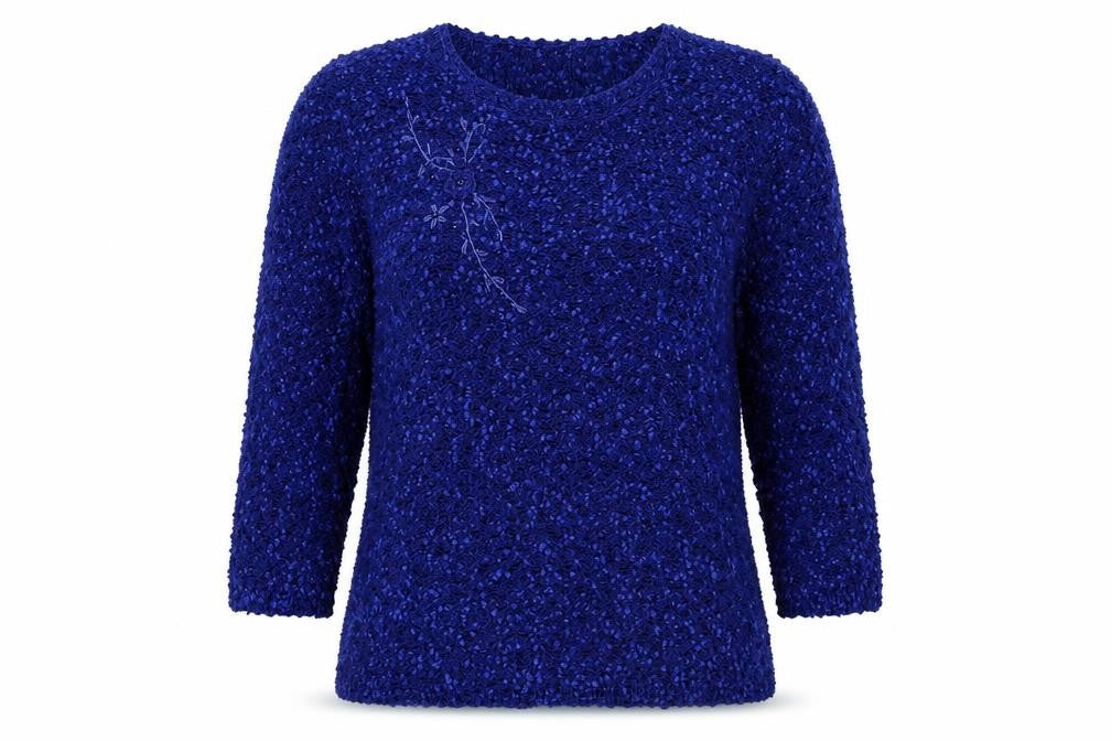 alexara Womens Blue Crew Neck  Acrylic Pullover Jumper Size L