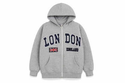 zone one Boys Grey  Cotton Full Zip Hoodie Size 9-10 Years  Zip