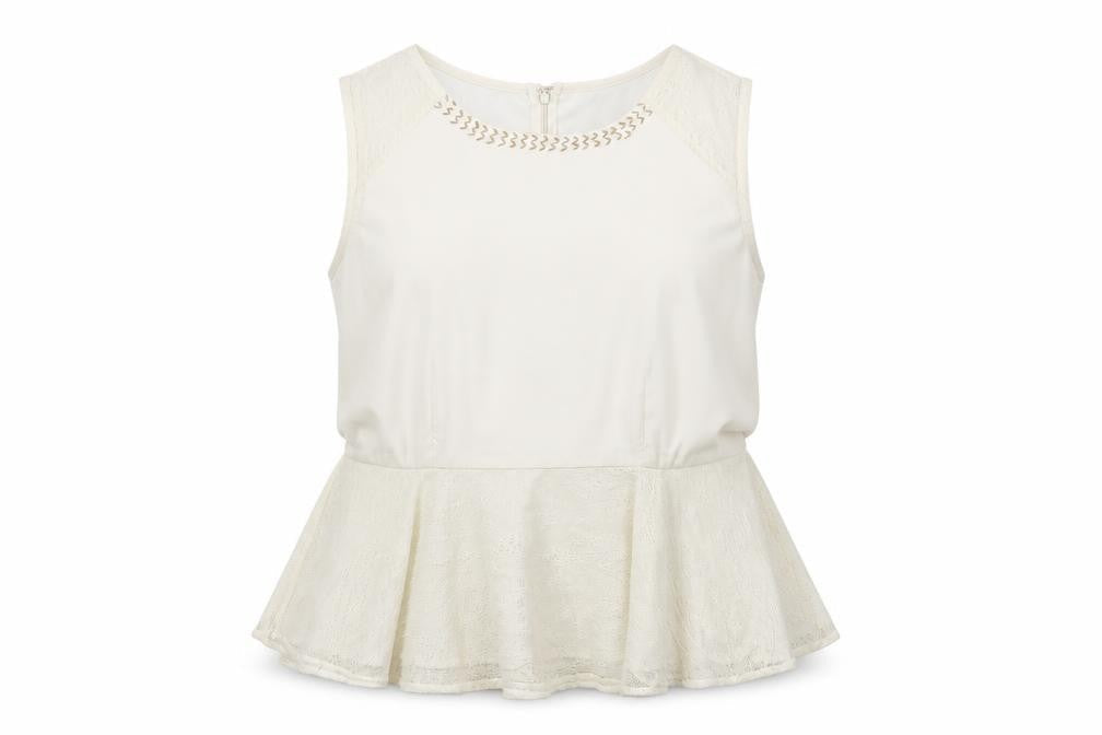 mAX Womens Ivory  Polyester Basic Blouse Size 18 Round Neck - Embellished Neckline