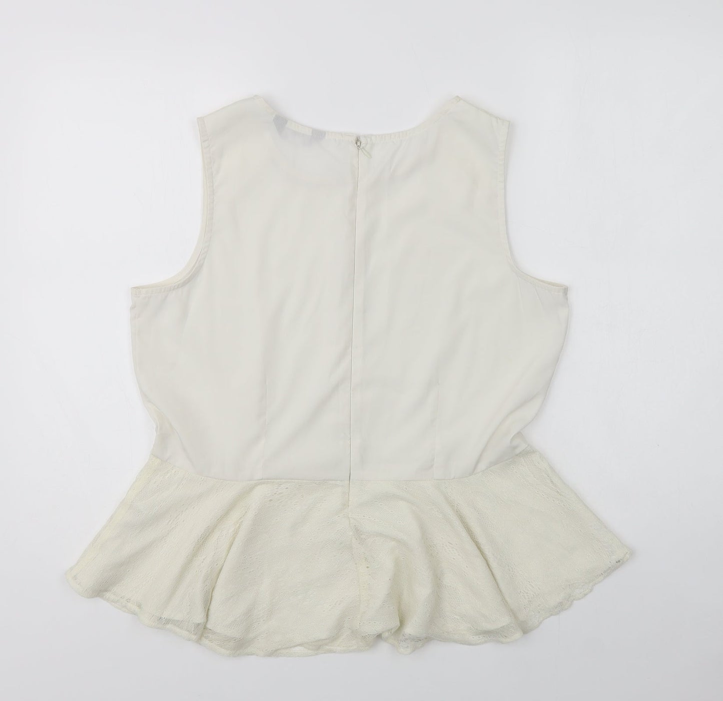 mAX Womens Ivory  Polyester Basic Blouse Size 18 Round Neck - Embellished Neckline
