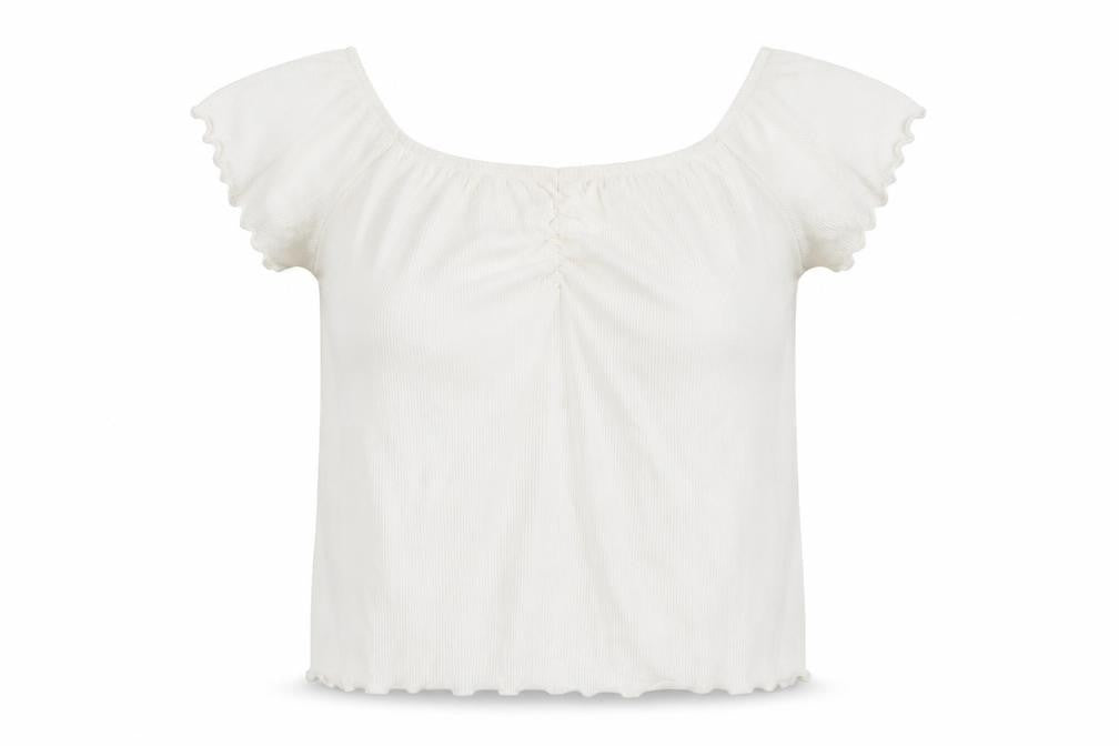 Stradivarius Womens White  Viscose Cropped Blouse Size L Round Neck