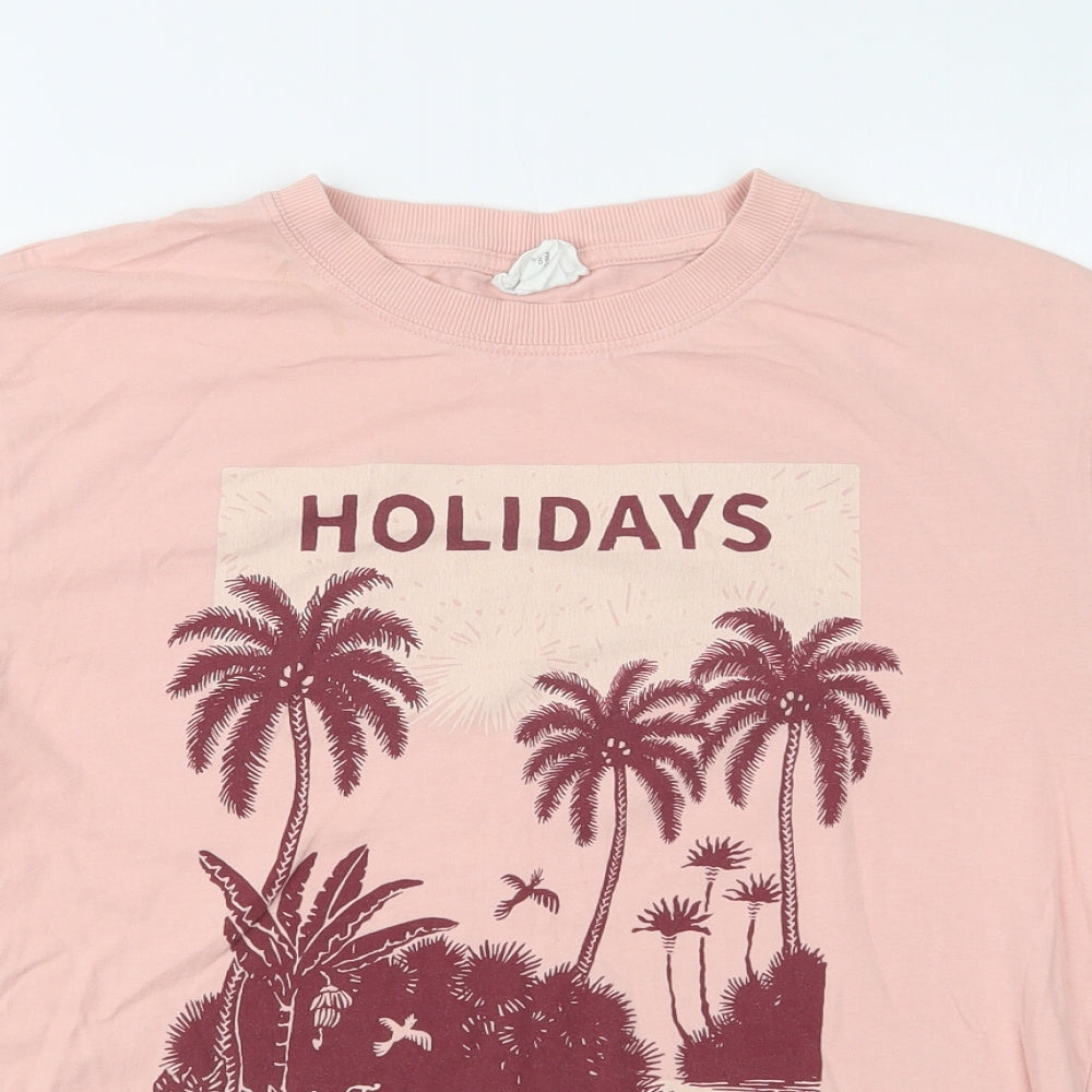 H&M Womens Pink  Cotton Camisole T-Shirt Size S Crew Neck