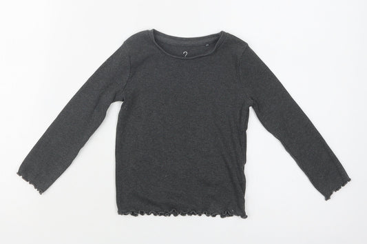 NEXT Girls Grey  Cotton Basic Blouse Size 2 Years Crew Neck