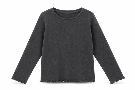 Next Girls Grey  Cotton Basic Blouse Size 2 Years Crew Neck