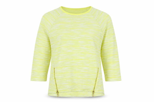 Marks & Spencer Womens Yellow Crew Neck Striped Polyester Pullover Jumper Size 14