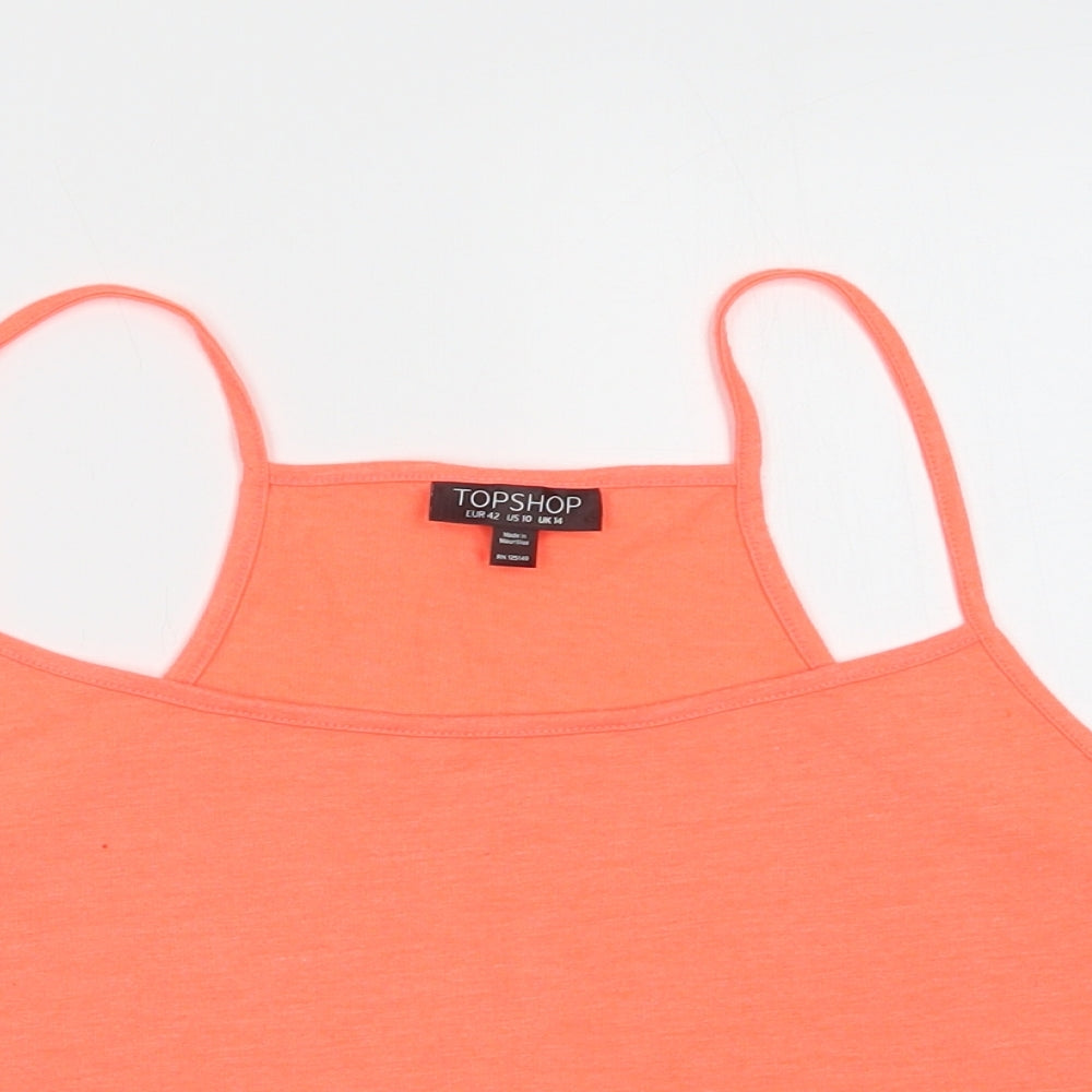 Topshop Womens Orange  Polyester Cropped Tank Size 14 Round Neck