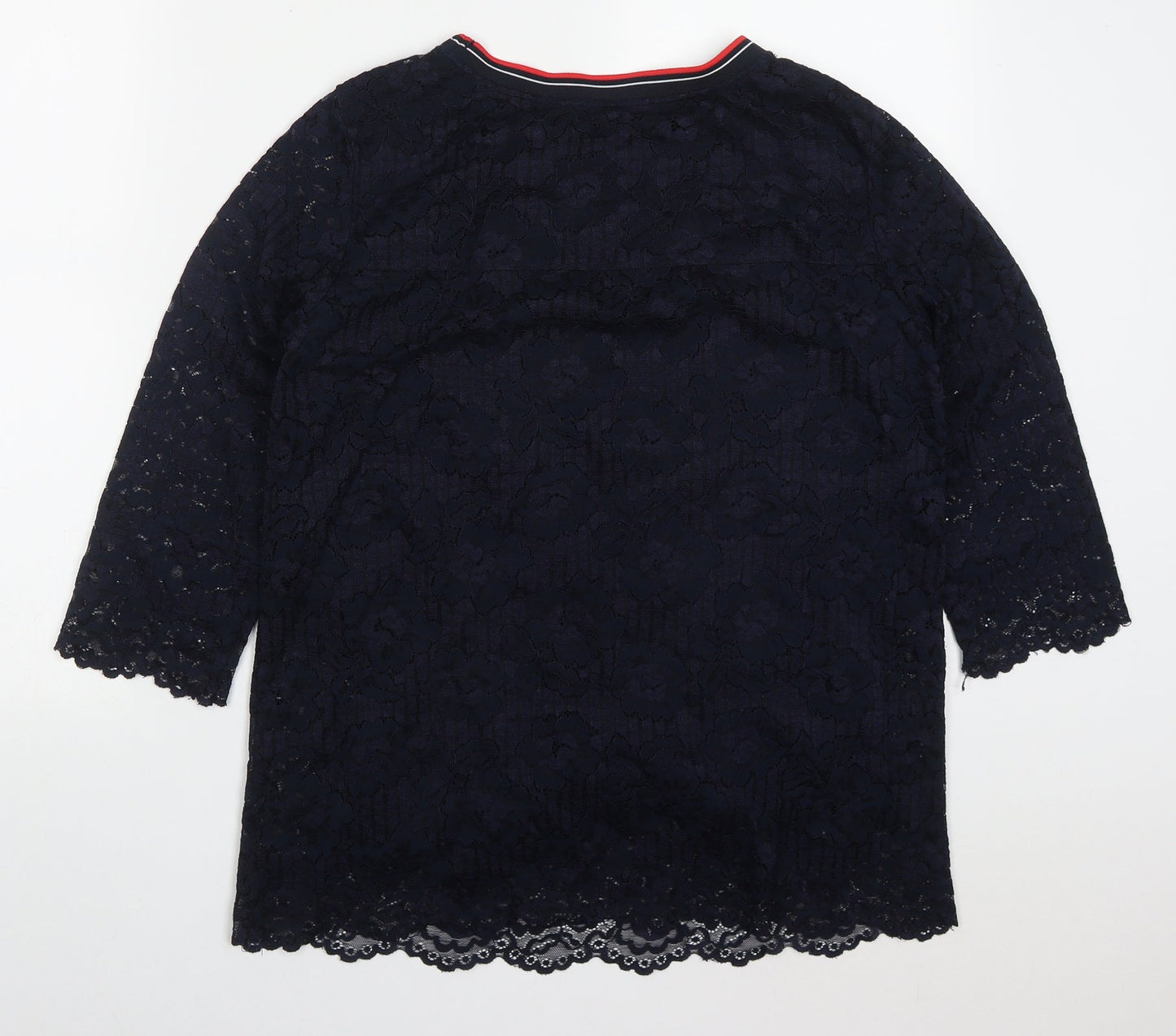 TOM TAILOR Womens Blue  Cotton Basic Blouse Size 14 Round Neck