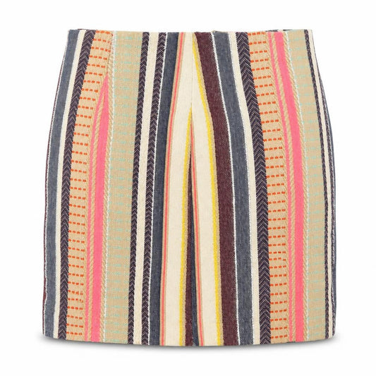 H&M Womens Multicoloured Striped Cotton Mini Skirt Size 8   Zip