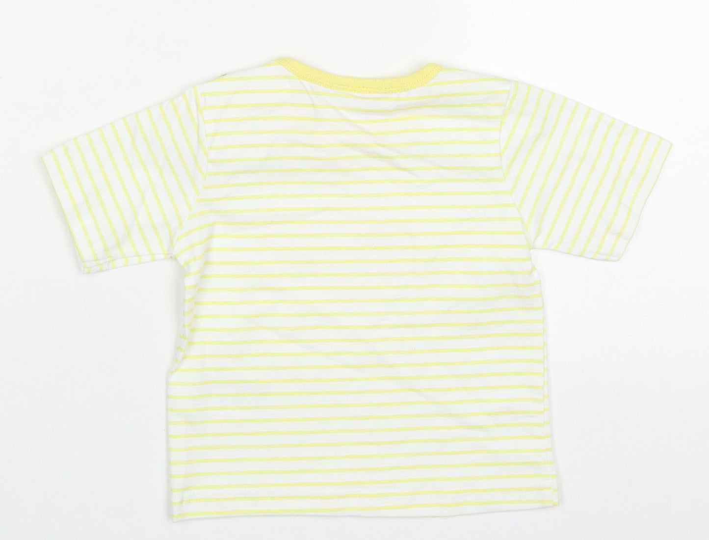 Lily & Jack Girls Yellow Striped Cotton Basic T-Shirt Size 3-6 Months Crew Neck Pullover - Love