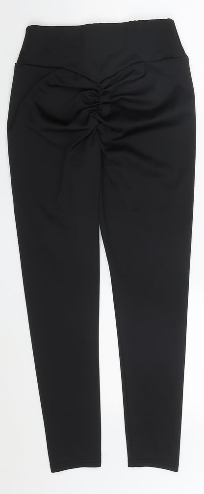 Preworn Womens Black  Polyester Carrot Trousers Size M L25 in Regular