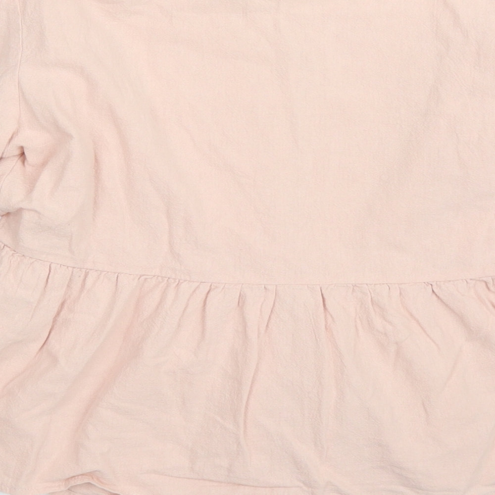SheIn Womens Pink  Polyester Basic Button-Up Size S V-Neck