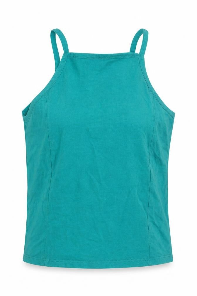 Miss Selfridge Womens Green  Cotton Basic Tank Size 6 Round Neck
