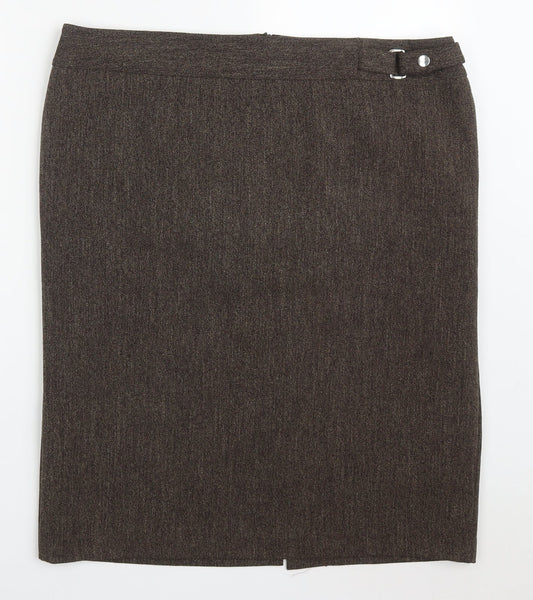 TWIGGY Womens Brown  Polyester Straight & Pencil Skirt Size 40 in   Zip
