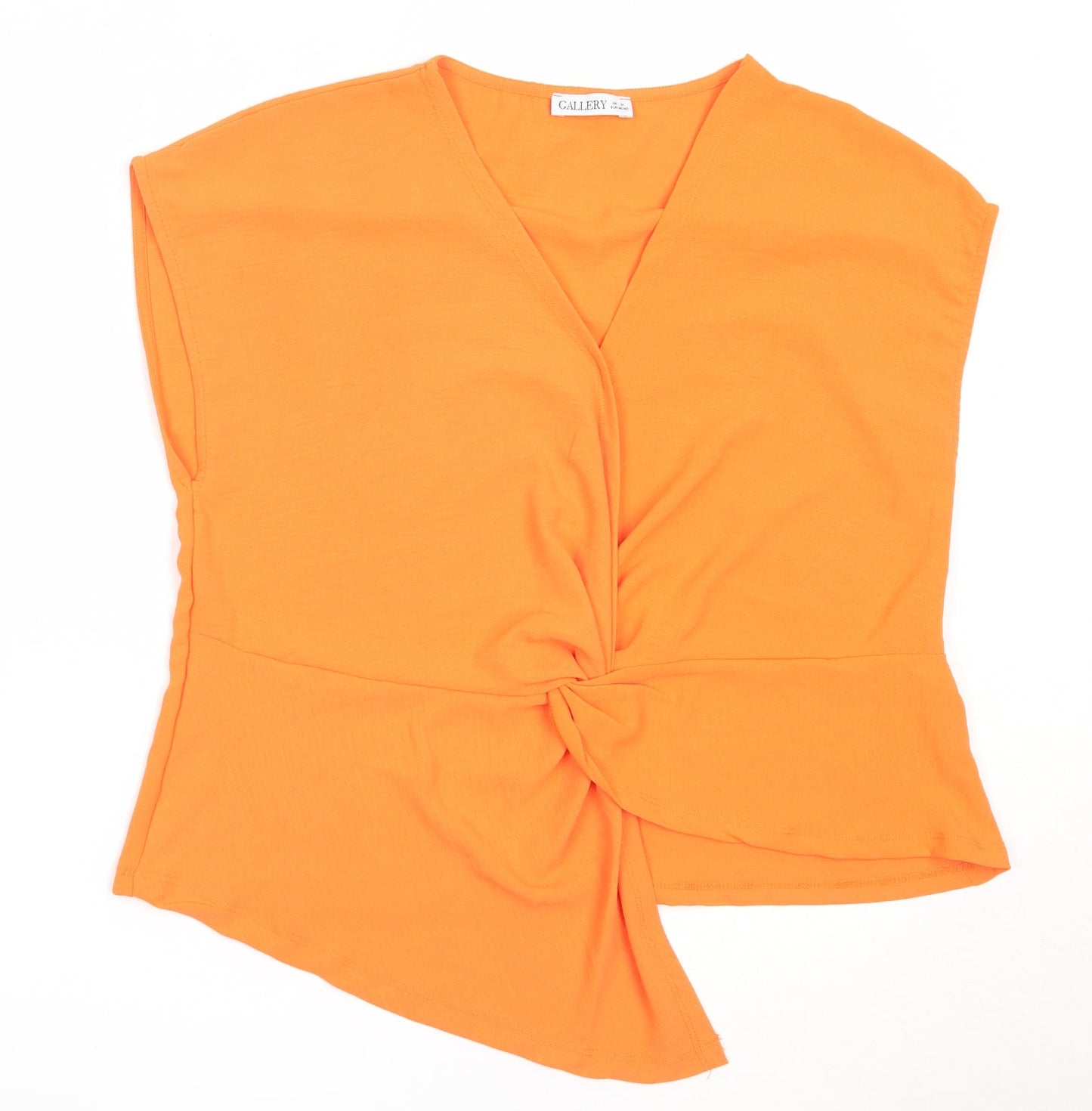Gallery Womens Orange  Polyester Basic Blouse Size M V-Neck