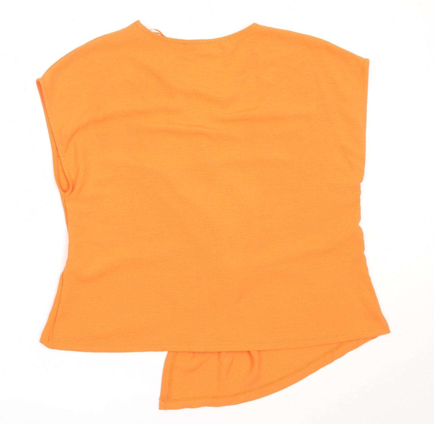 Gallery Womens Orange  Polyester Basic Blouse Size M V-Neck