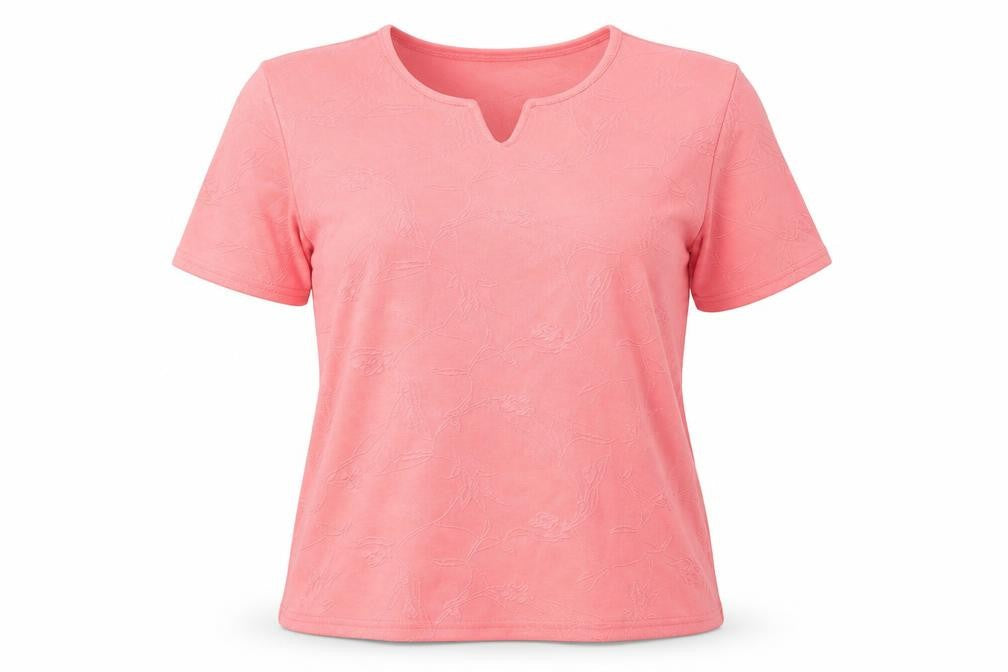 Bonita Womens Pink  Polyester Basic T-Shirt Size M V-Neck