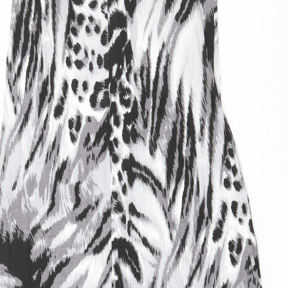 Studio Womens Black Animal Print Viscose Fit & Flare  Size 8  Round Neck