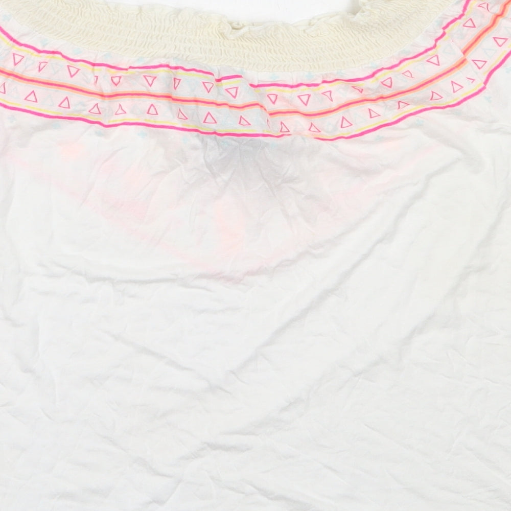 Primark Womens White  Viscose Basic T-Shirt Size 10 Off the Shoulder