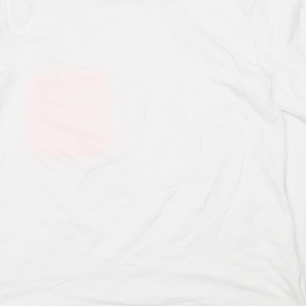 Savior  Womens White  Cotton Basic T-Shirt Size M Round Neck