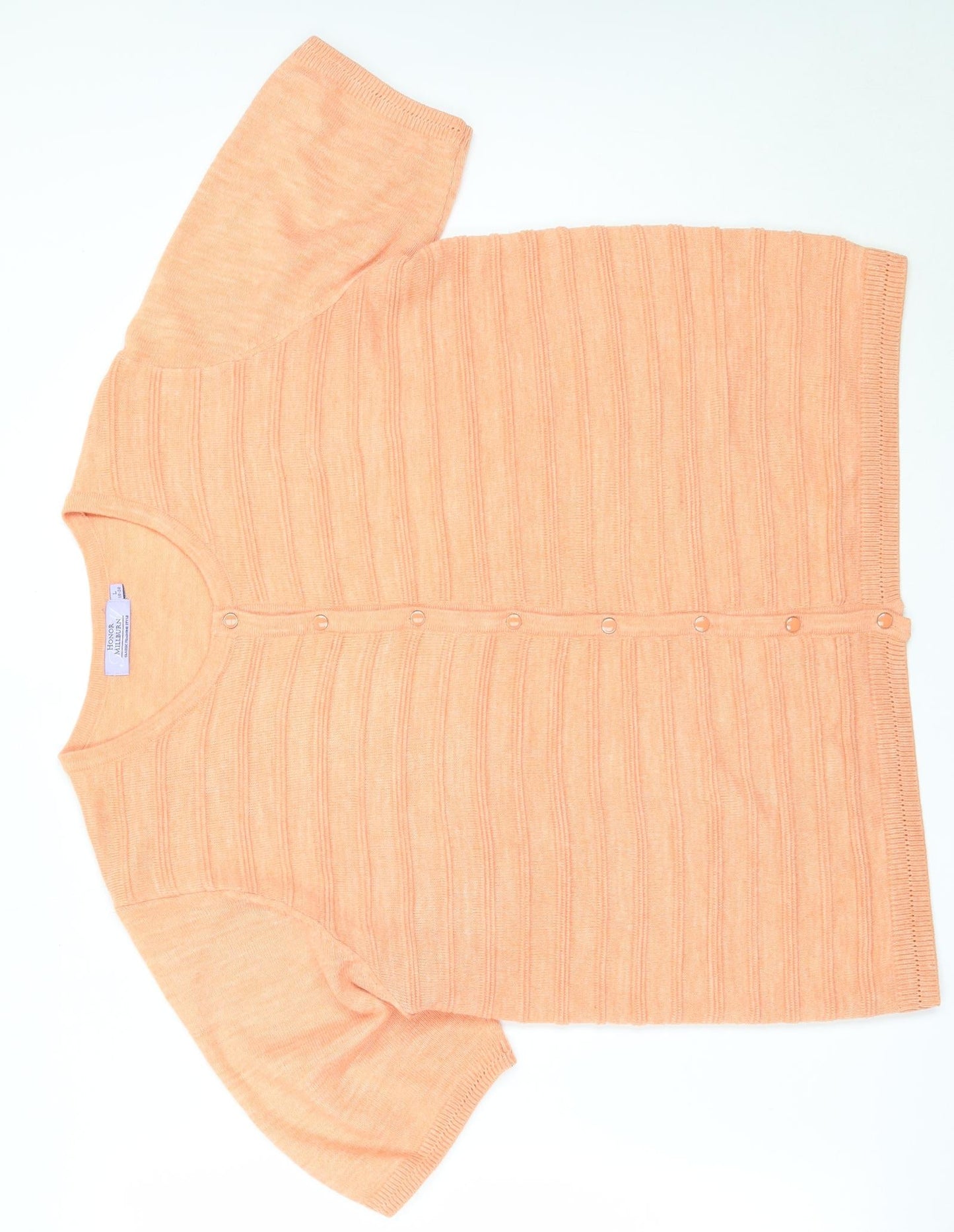 EWM Womens Orange Round Neck  Acrylic Cardigan Jumper Size L