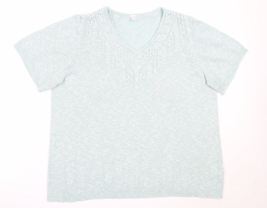 Preworn Womens Green V-Neck  Acrylic Pullover Jumper Size 20