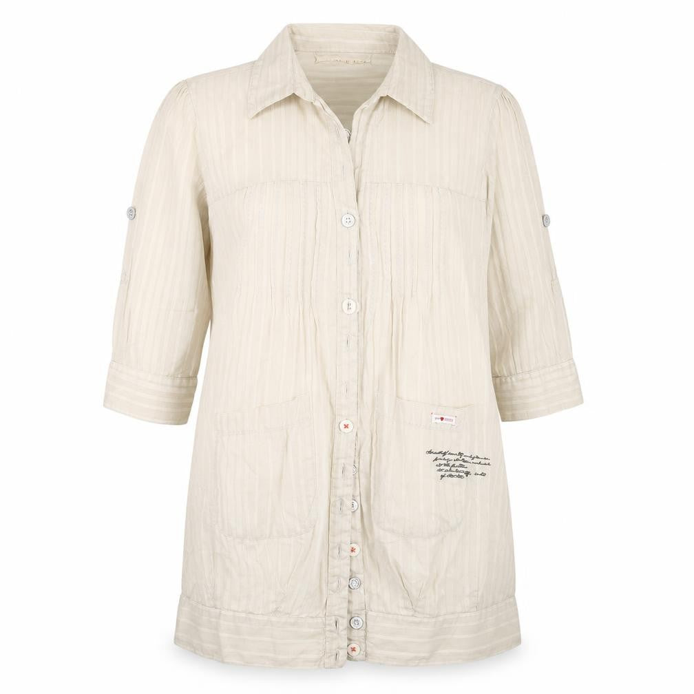 Preworn Womens Beige  Cotton Basic Button-Up Size 10 Collared