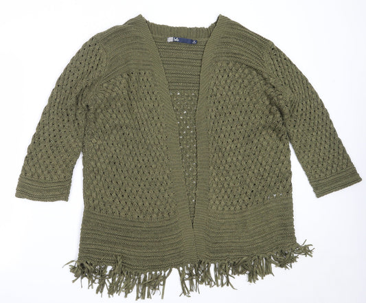 EWM Womens Green Round Neck  Acrylic Cardigan Jumper Size M