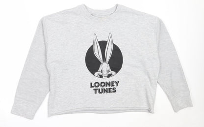 Preloved Primark Womens Grey  Cotton Pullover Sweatshirt Size XS   - Looney Tunes - Front