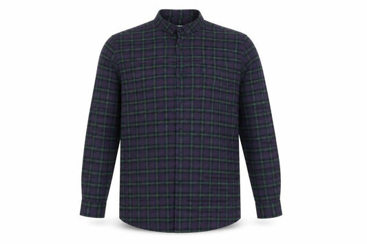 Dunnes Mens Blue Check Polyester  Button-Up Size XL Collared