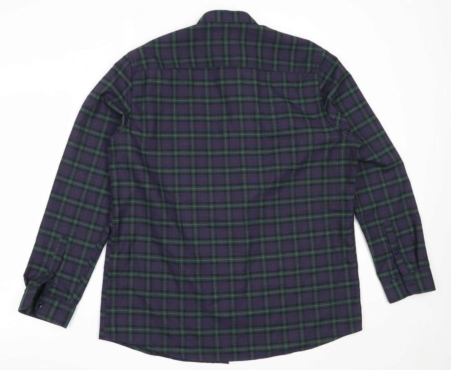 Dunnes Stores Mens Blue Check Polyester  Button-Up Size XL Collared