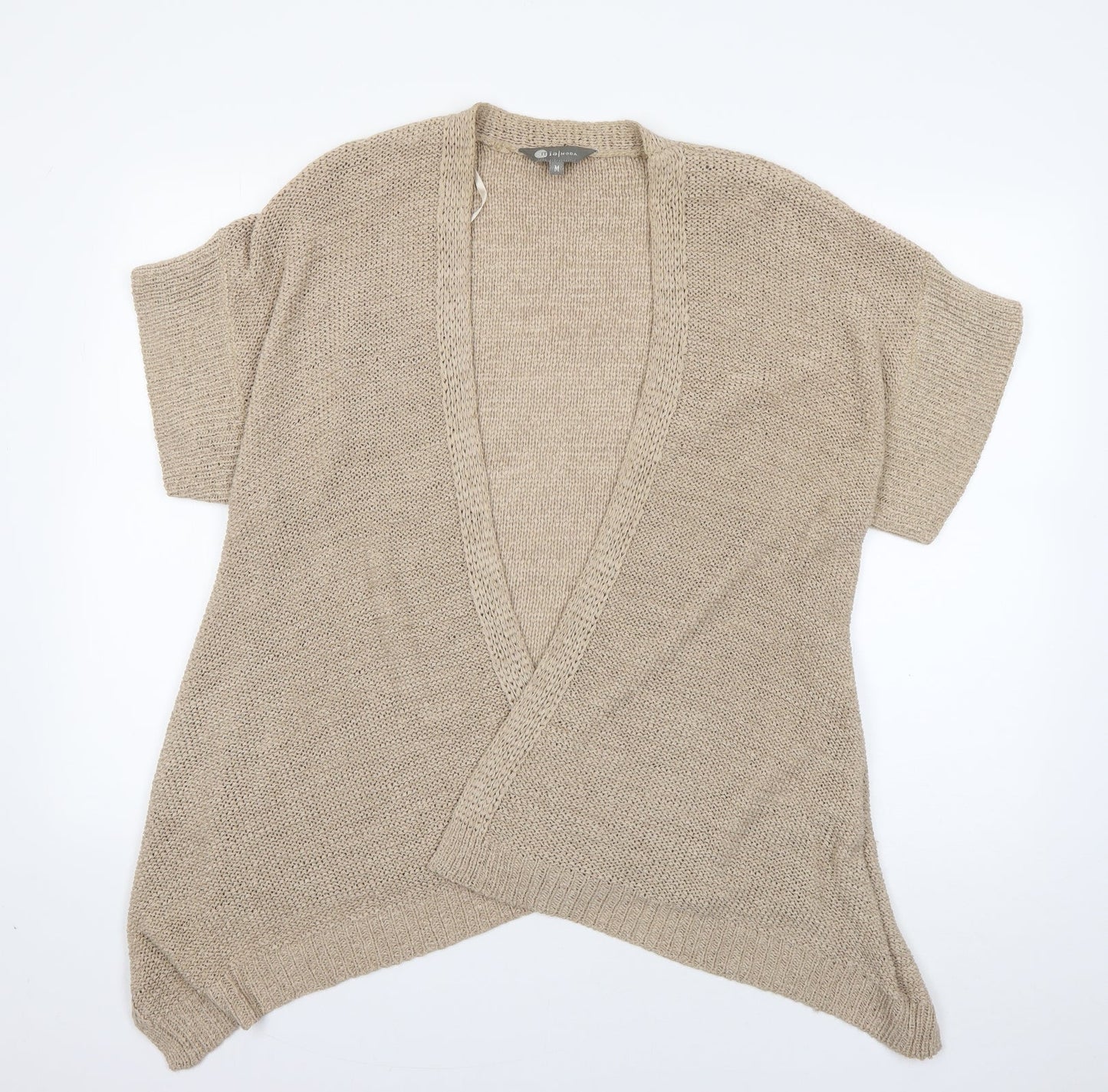 Mia Moda Womens Beige V-Neck  Acrylic Cardigan Jumper Size M