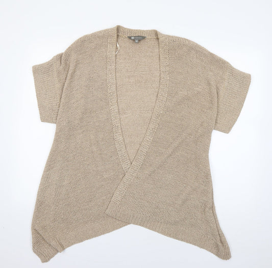 Mia Moda Womens Beige V-Neck  Acrylic Cardigan Jumper Size M