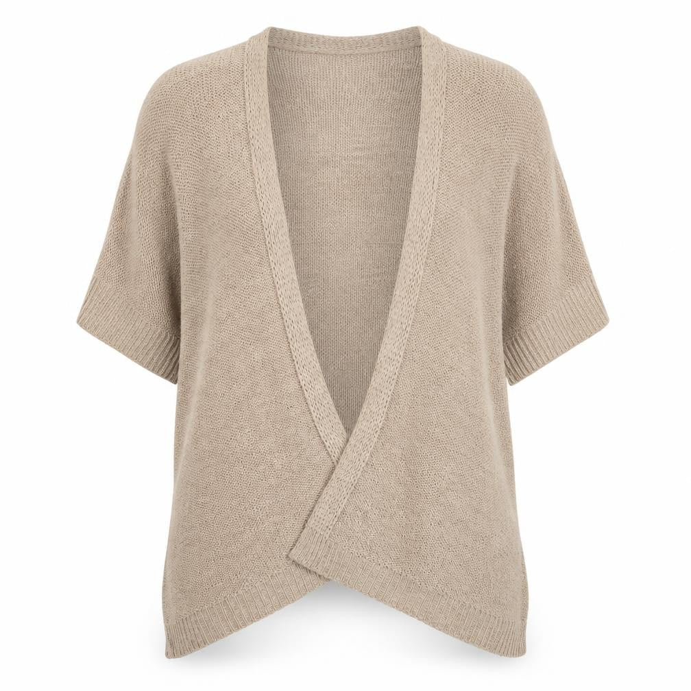 Mia Moda Womens Beige V-Neck  Acrylic Cardigan Jumper Size M