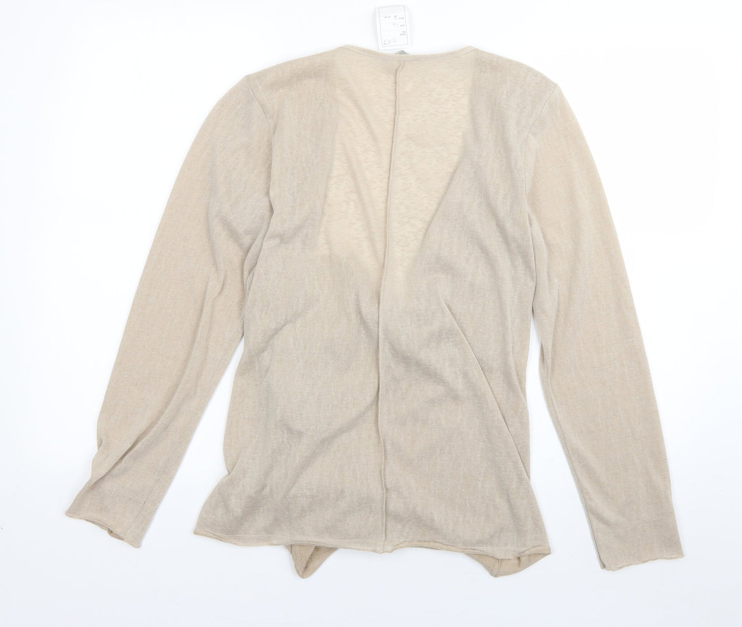 M&S Womens Beige V-Neck  Polyester Cardigan Jumper Size 14