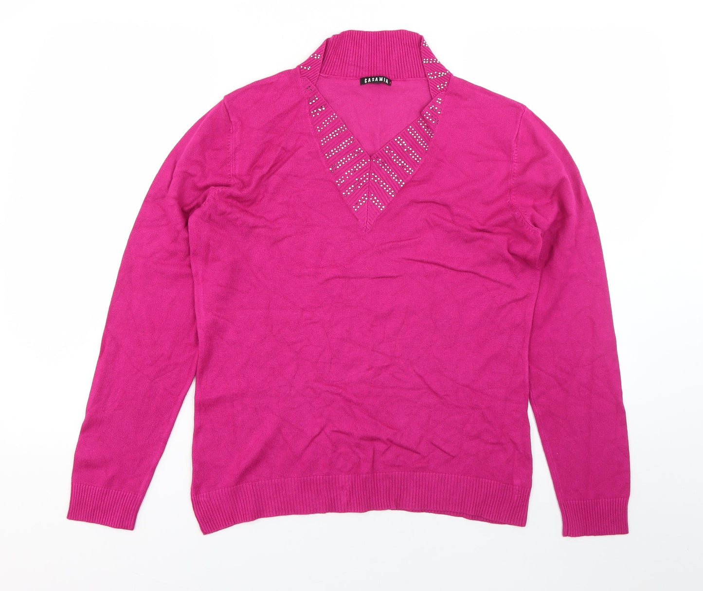 Casamia  Womens Pink V-Neck   Pullover Jumper Size S