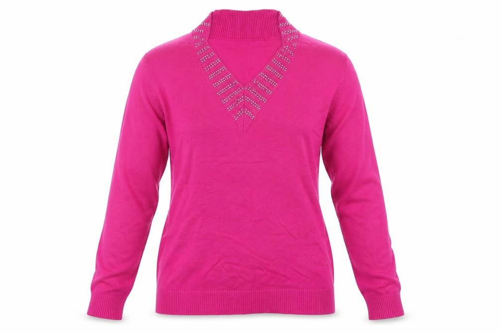 Casamia Womens Pink V-Neck Pullover Jumper Size S