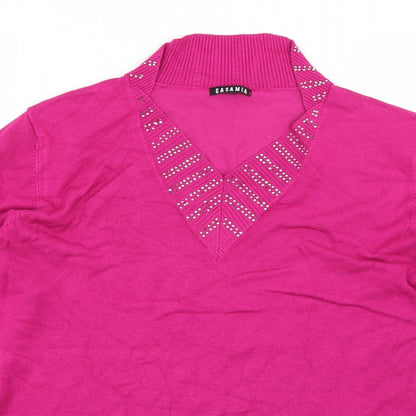 Casamia Womens Pink V-Neck Pullover Jumper Size S