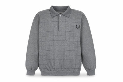 D Project Mens Grey Collared Check Polyester Pullover Jumper Size XL