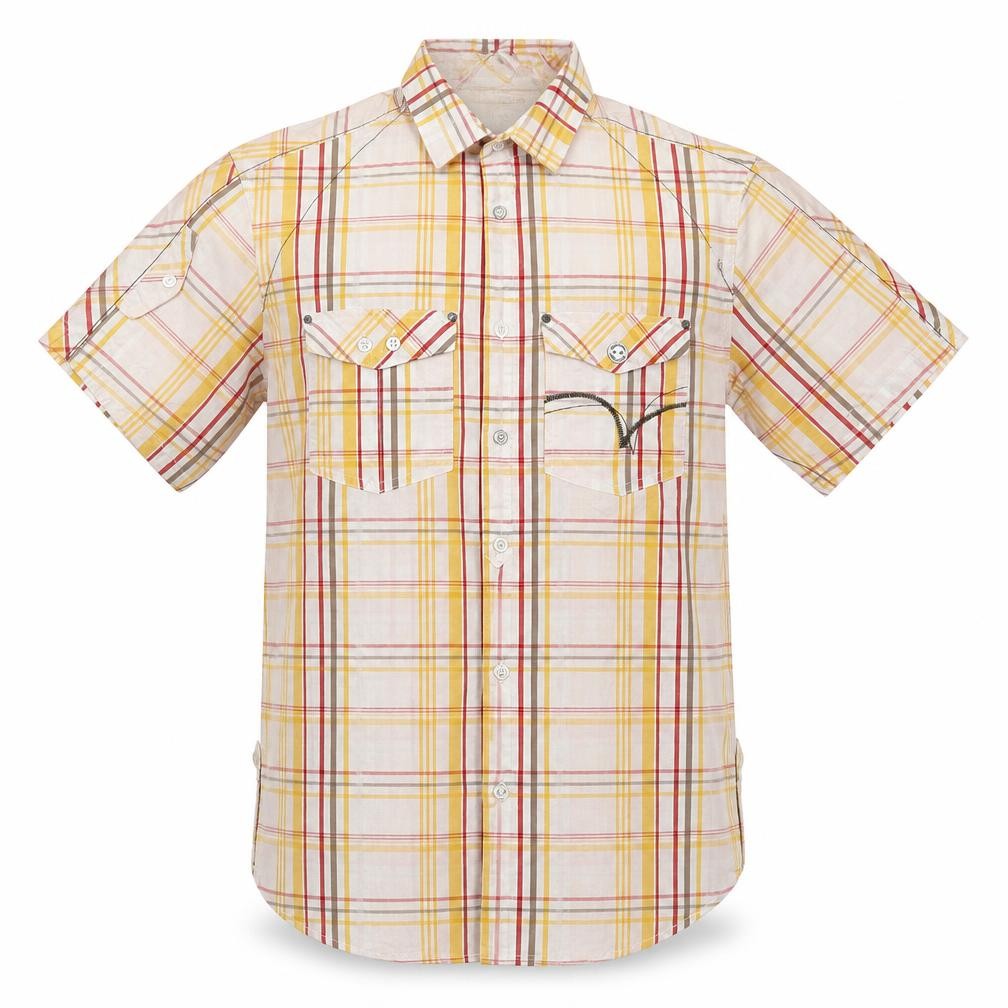 Mish Mash Mens Yellow Check Cotton  Button-Up Size L Collared Button