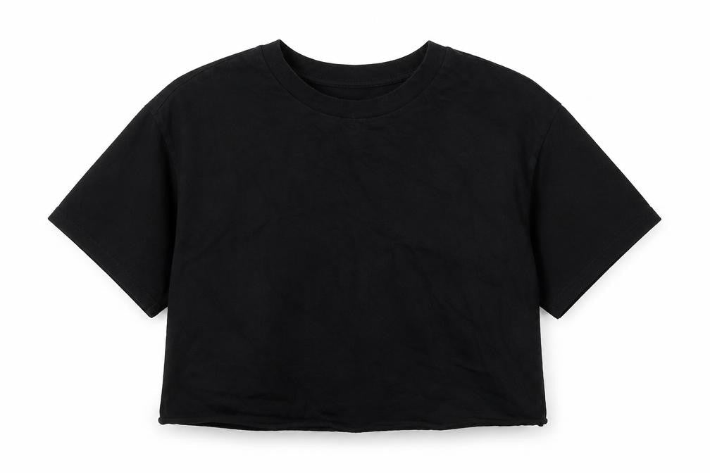Miss Selfridge Womens Black  Cotton Cropped T-Shirt Size XS Collared