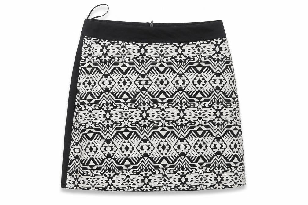 Primark Womens White Geometric Polyester A-Line Skirt Size 10   Zip