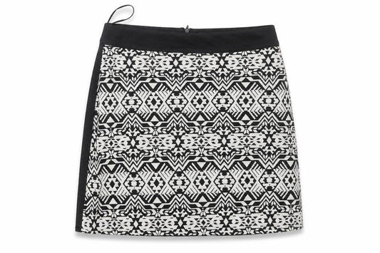 Primark Womens White Geometric Polyester A-Line Skirt Size 10   Zip