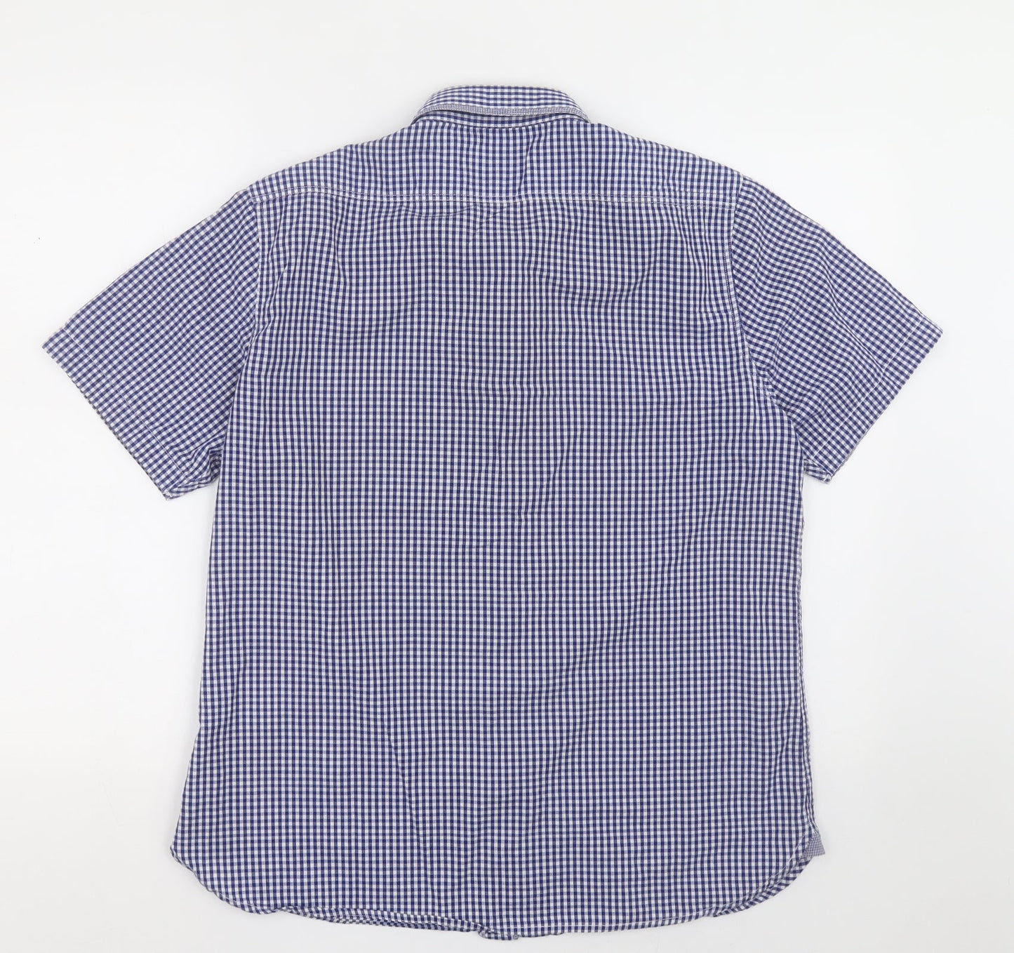 Mish Mash Mens Blue Check Cotton  Button-Up Size L Collared Button