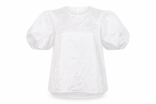 River Island Womens White Geometric Polyester Basic Blouse Size 8 Crew Neck