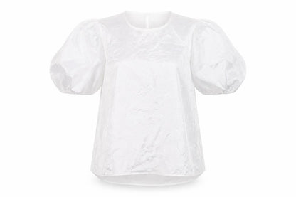 River Island Womens White Geometric Polyester Basic Blouse Size 8 Crew Neck